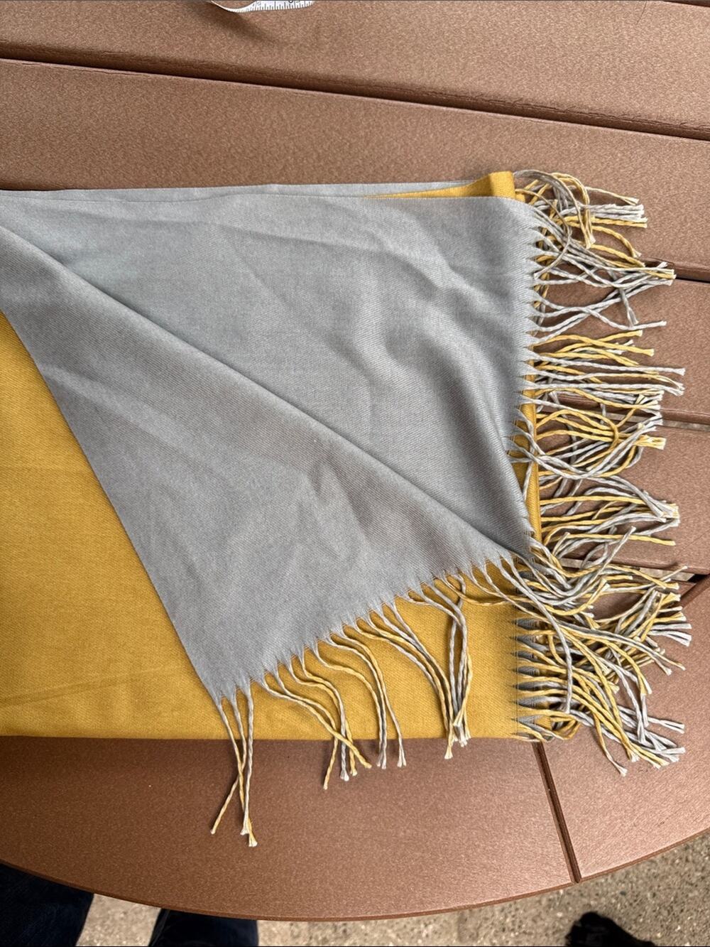 Reversible Yellow Gray Pashmina Scarf/Wrap